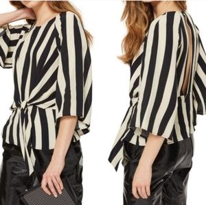 TOPSHOP 8 Striped Humbug Slouched Keyhole Blouse - Size 8